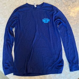 Shark week crewneck, long sleeve cotton T-shirt, size women’s medium